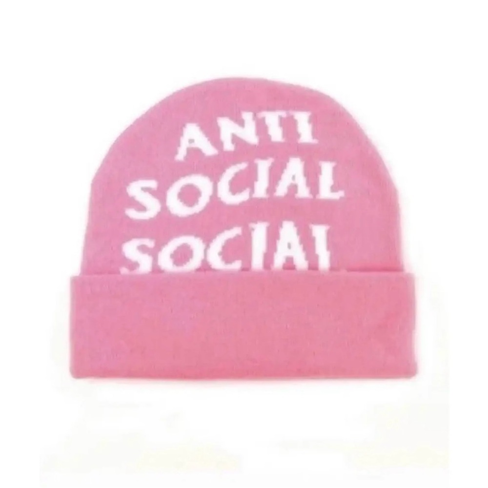 Anti Social Social Club Pink and White “Jaccardo” Beanie